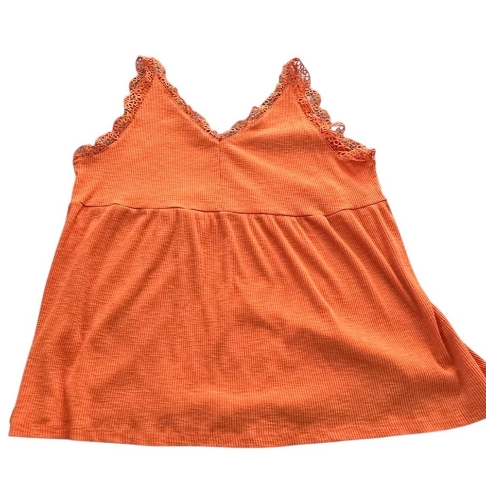 Grace & Emma Tank Ribbed Y2K Babydoll Orange L